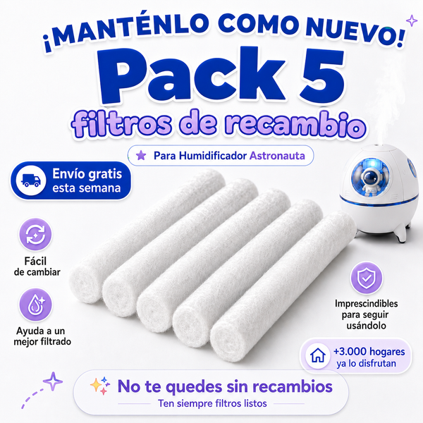 Pack de 5 filtros de recambio para humidificador